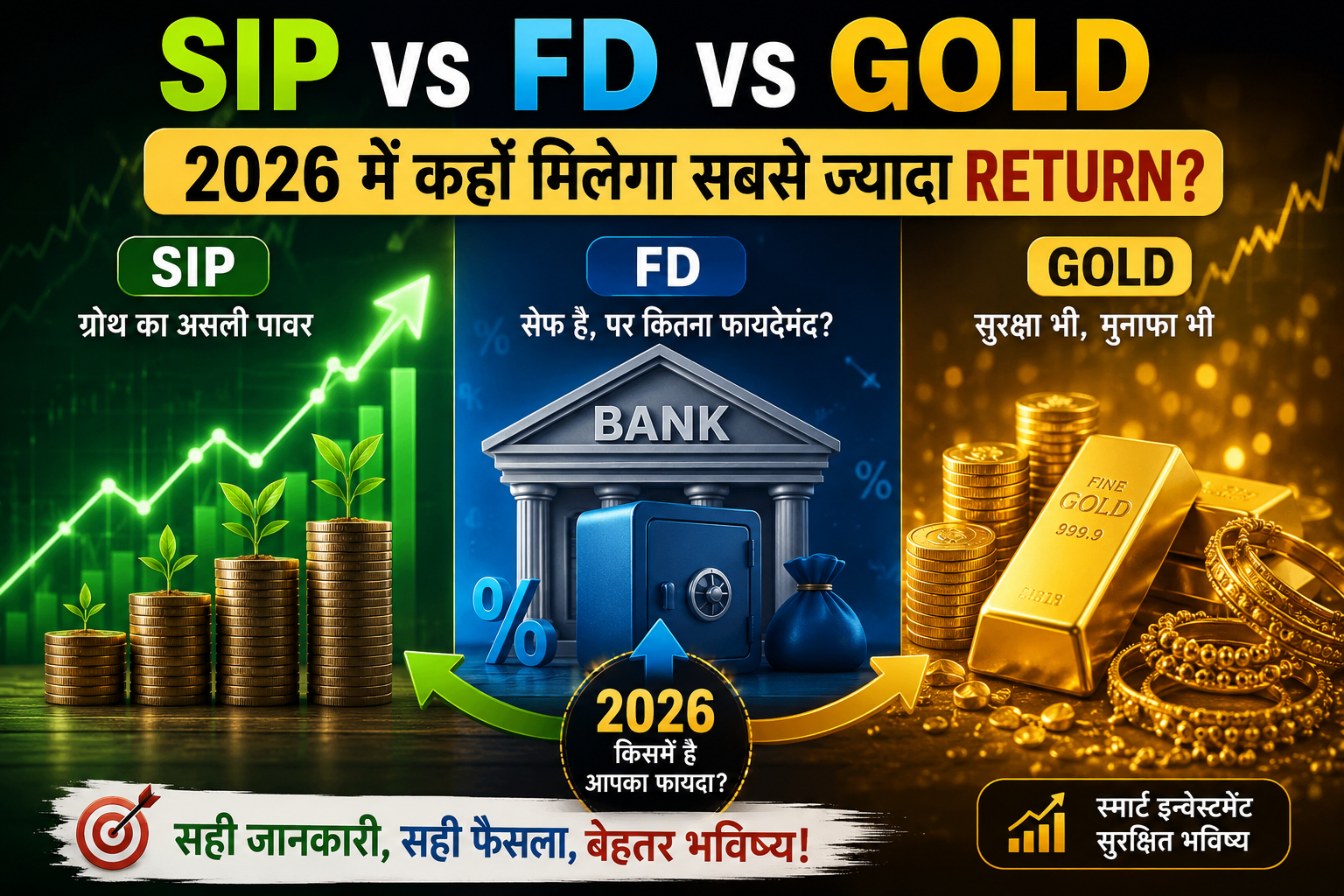 SIP vs FD vs Gold 2026: सबसे ज्यादा Return कौन देगा?
