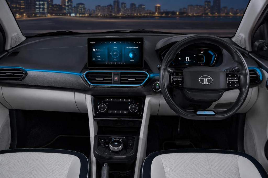 Tata Tiago EV interior 2026 dashboard