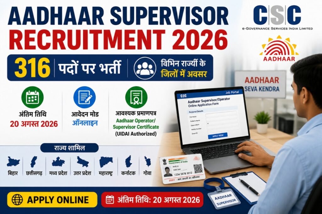 aadhaar supervisor recruitment 2026